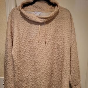 Liz Claiborne Textured Beige Cowl Neck Sweater